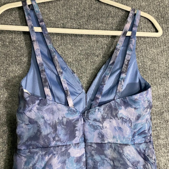 Lulus Mini Dress XS Blue Floral Organza Imagine Romance A-Line Party - Picture 7 of 14